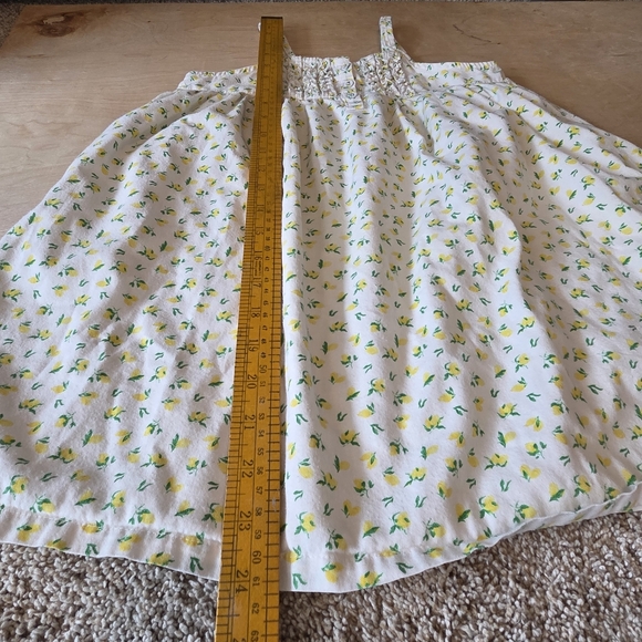 Petite Plume White And Yellow Lemon Citrus Ruffle Button Tank Dress Nightgown - Picture 8 of 10
